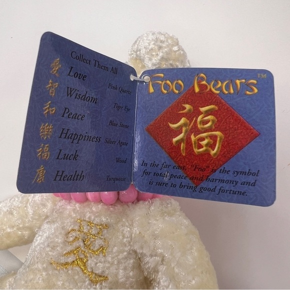 NWT Fiesta Foo White Love Bear With Pink Quartz Power Bead Bracelet - Picture 2 of 7